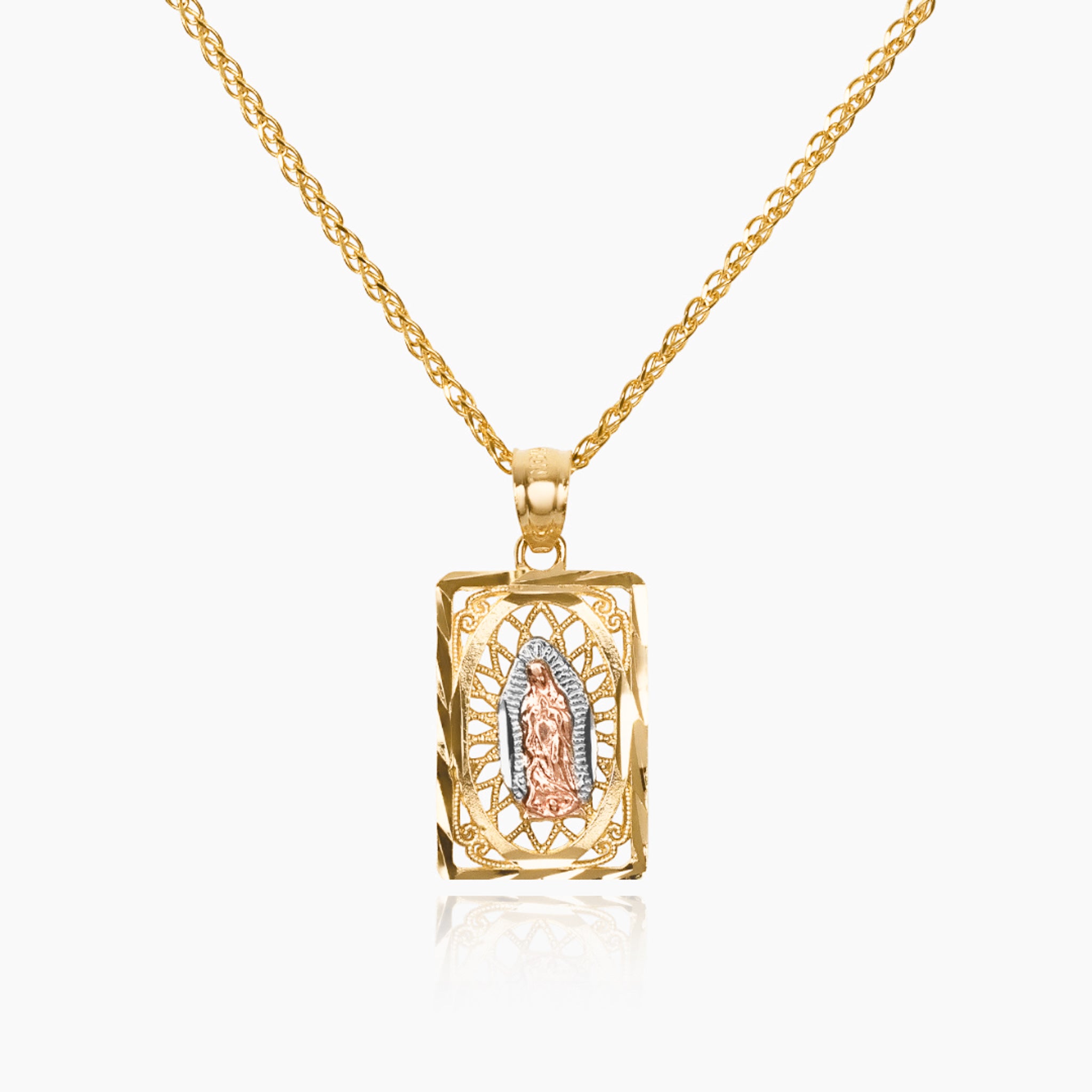 14K YELLOW GOLD MOTHER MARY WINDOW NECKLACE