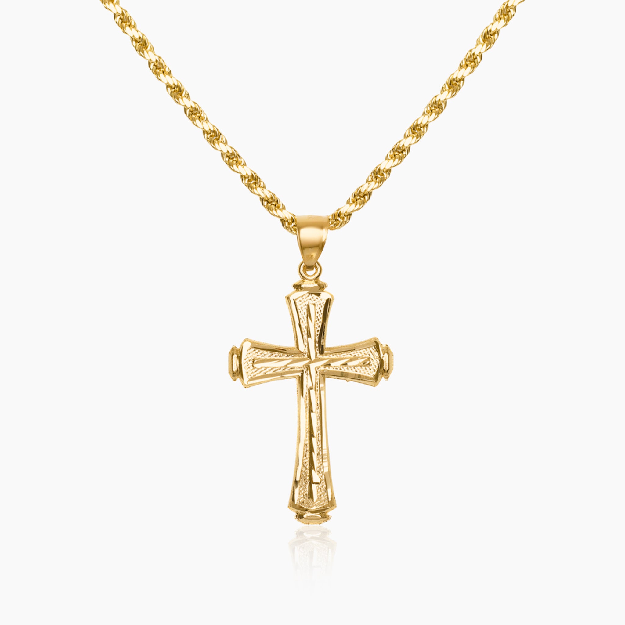 14K YELLOW GOLD DIVINE HARMONY CROSS NECKLACE