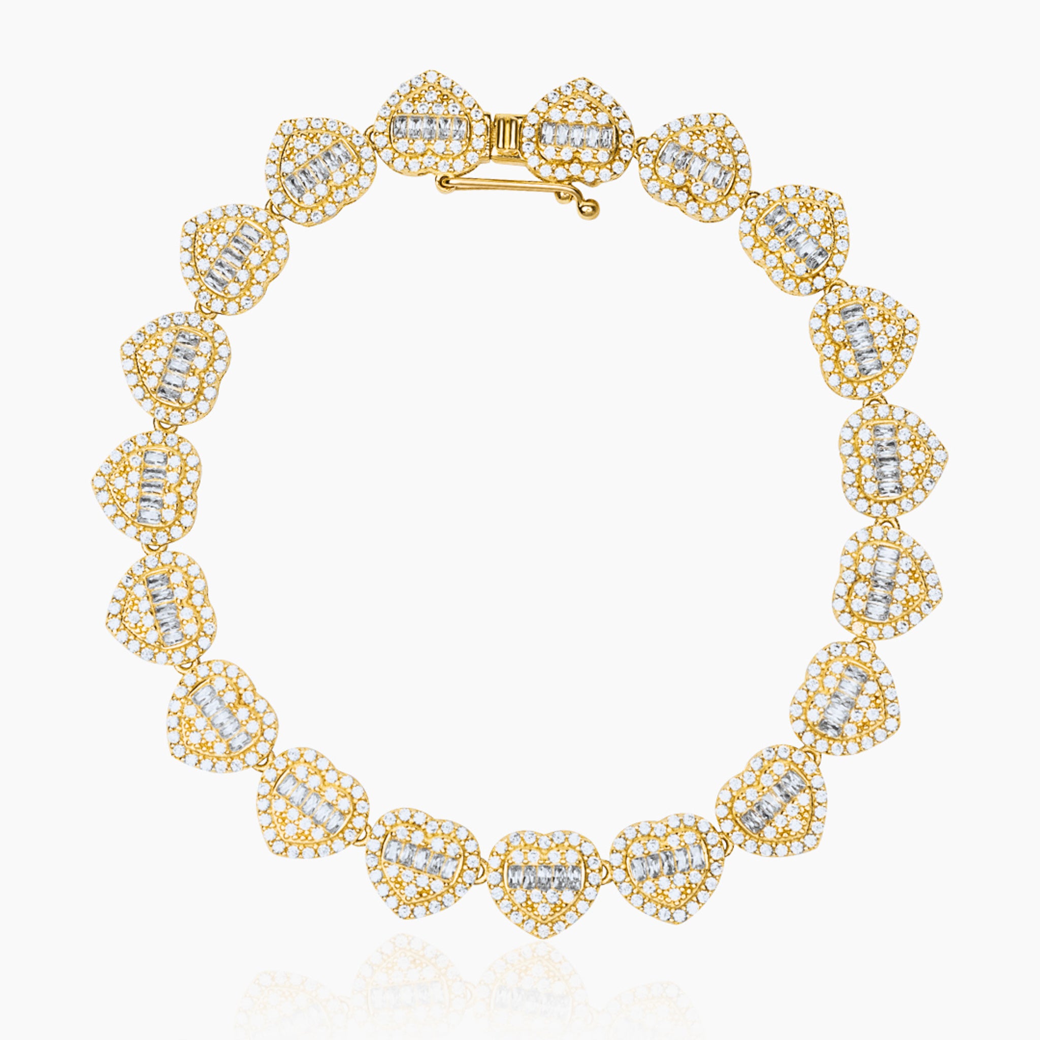 14K YELLOW GOLD HEIRESS ICY HEART BRACELET