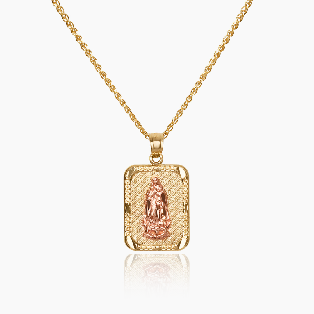 14K YELLOW GOLD VIRGIN MARY ART NECKLACE