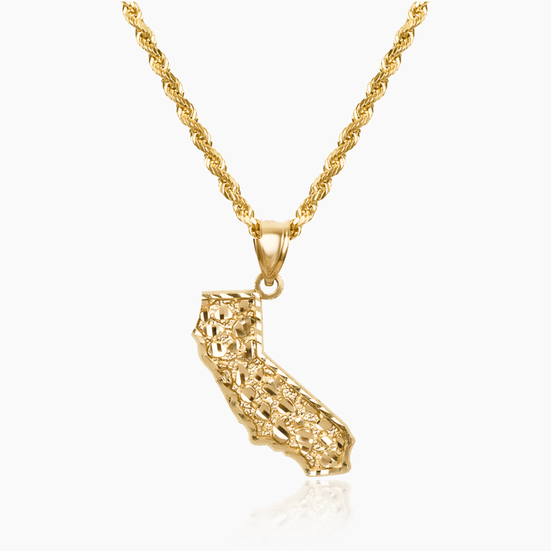 10K YELLOW GOLD NUGGET CALI NECKLACE