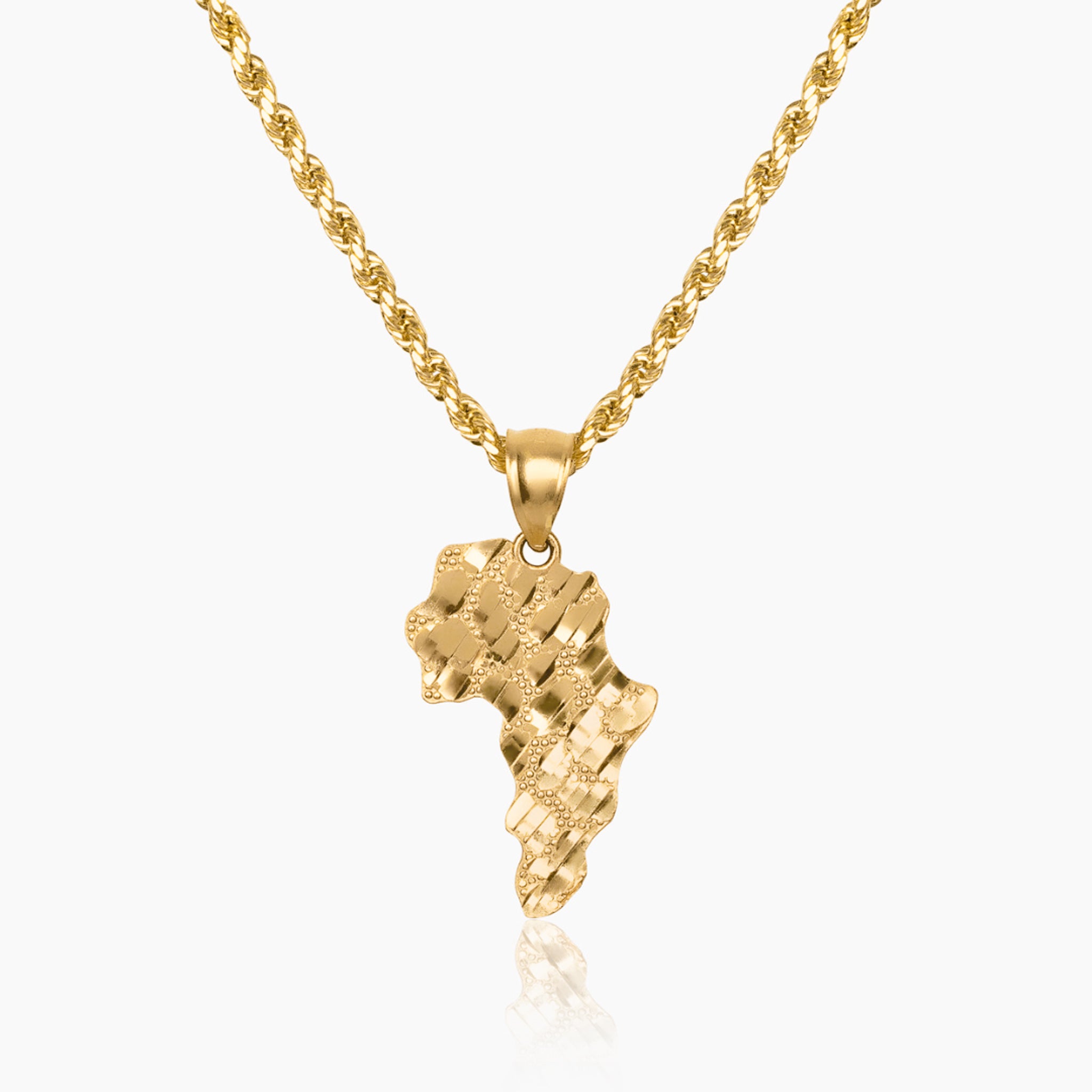10K YELLOW GOLD NUGGET AFRICA NECKLACE