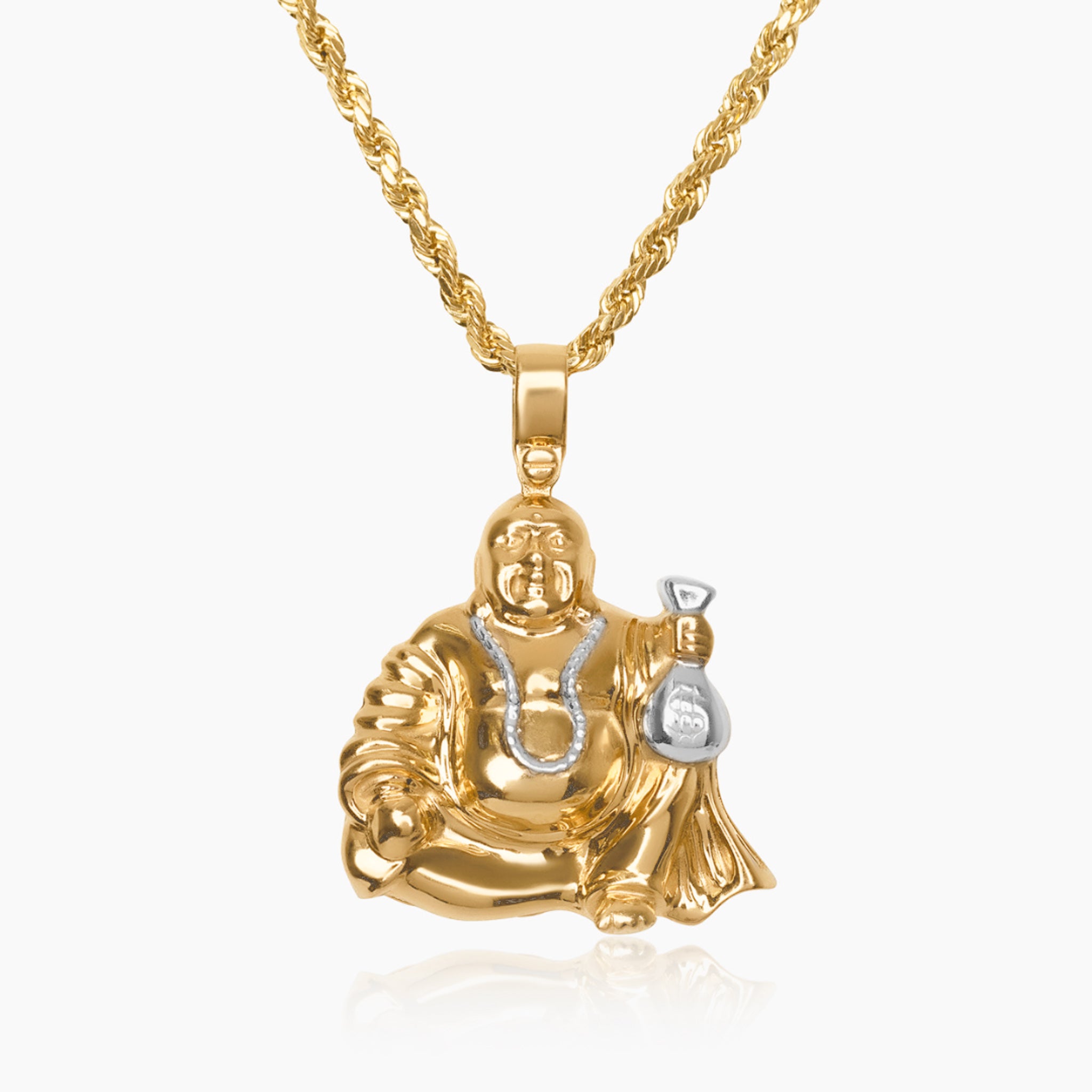 10K YELLOW GOLD ABUNDANT BUDDHA NECKLACE