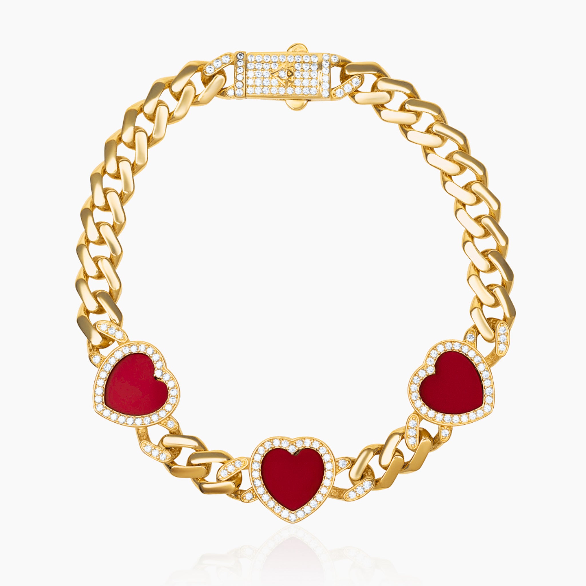 14K YELLOW GOLD QUEEN OF HEARTS MONACO BRACELET
