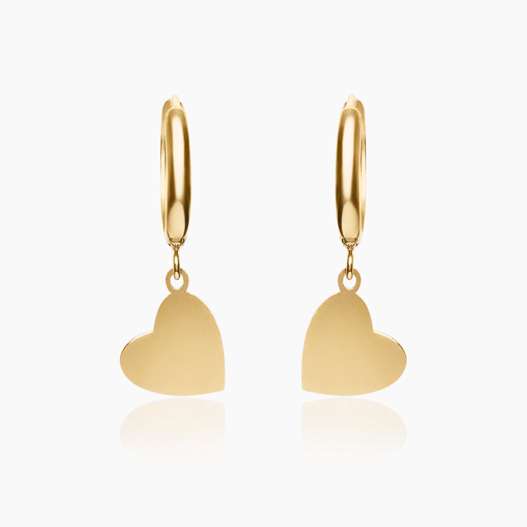 14K YELLOW GOLD HEART CHARM HUGGIES