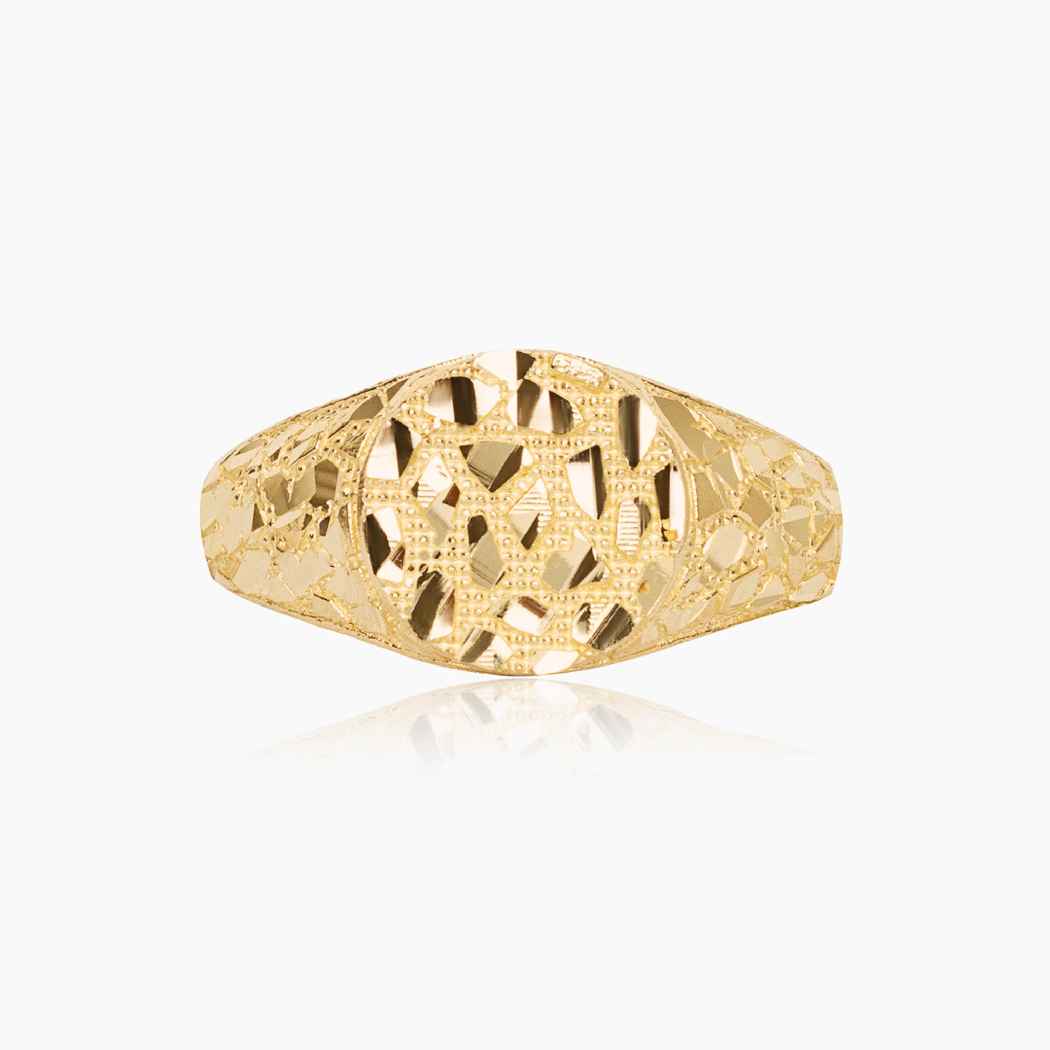 10K YELLOW GOLD SIGNET NUGGET RING