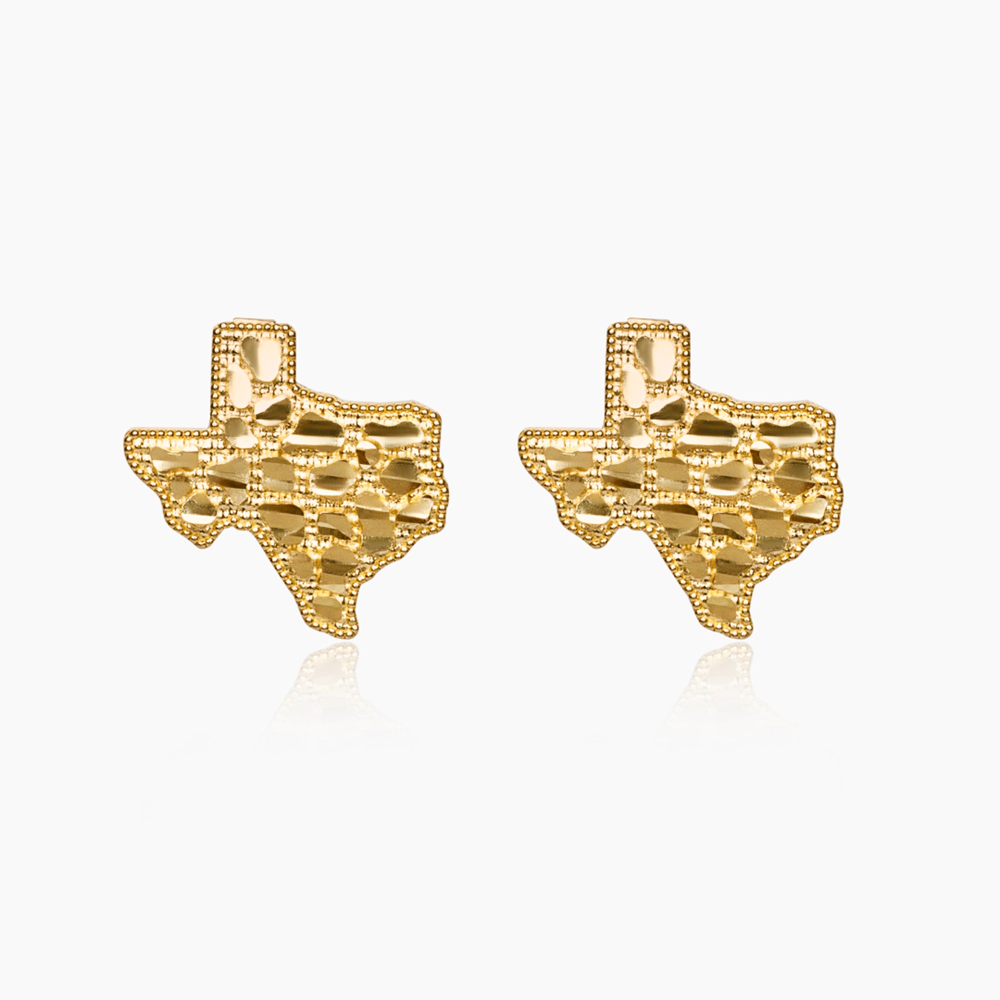 14K YELLOW GOLD TEXAS NUGGET EARRINGS