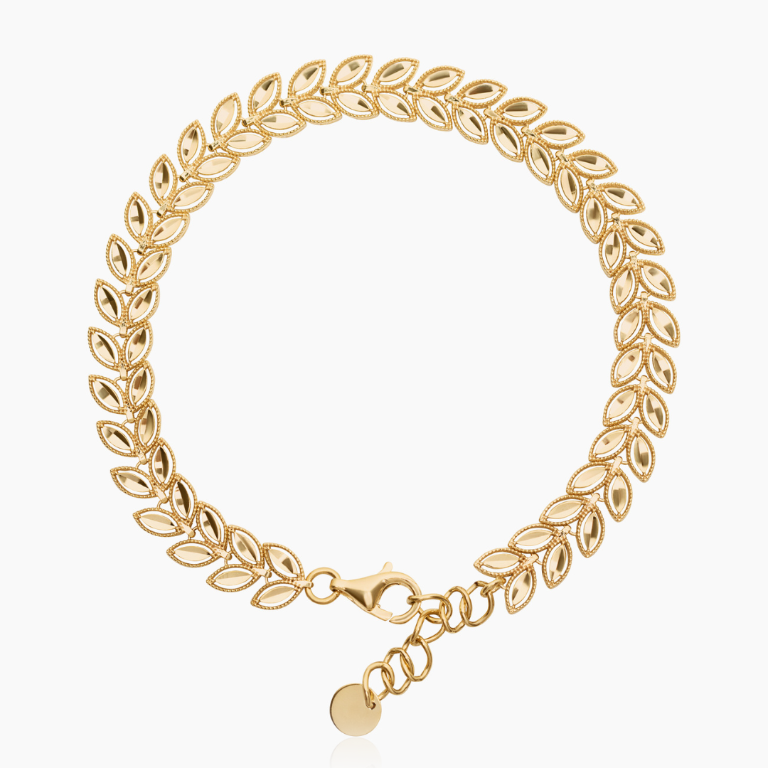 14K YELLOW GOLD LEAF CHEVRON BRACELET