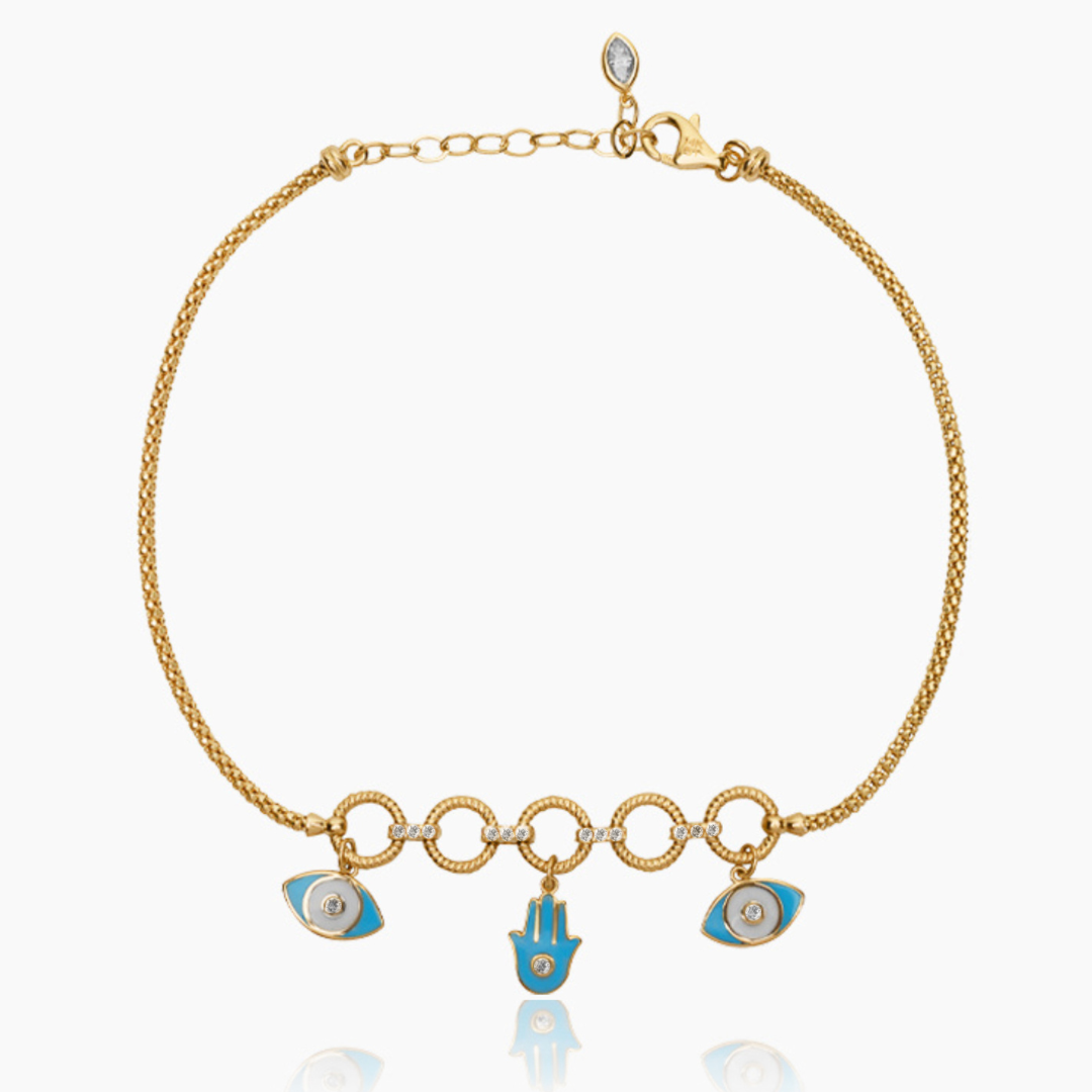 14K YELLOW GOLD TURQUOISE PROTECTION MODE BRACELET