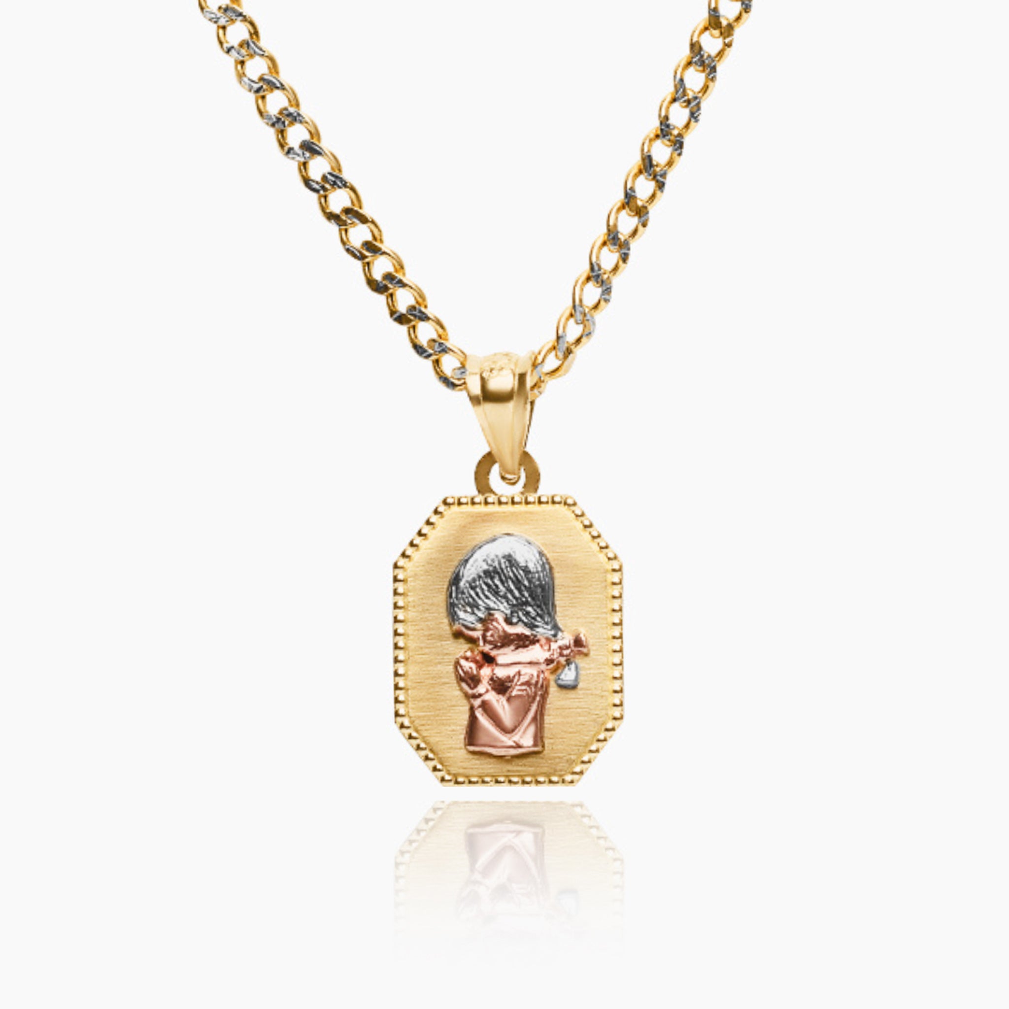 14K TRI COLOR GOLD HOLY COMMUNION PRAYER NECKLACE -GIRL