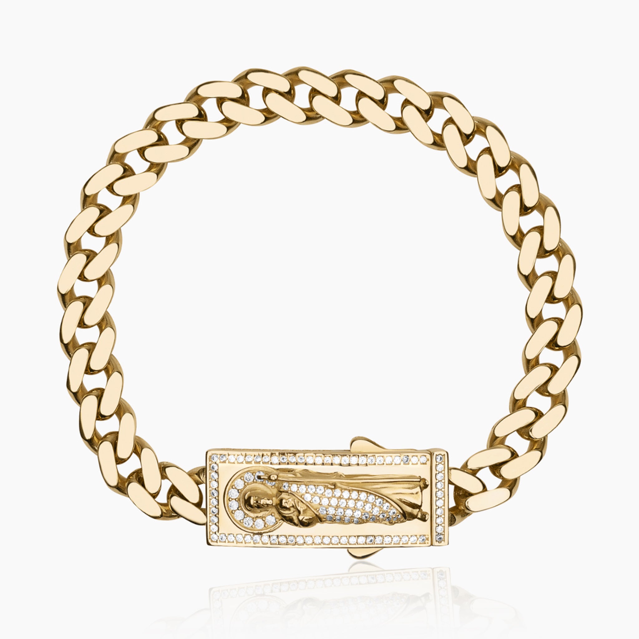 14K YELLOW GOLD ICY SAN JUDAS BENDICÍON MONACO BRACELET -8.5MM