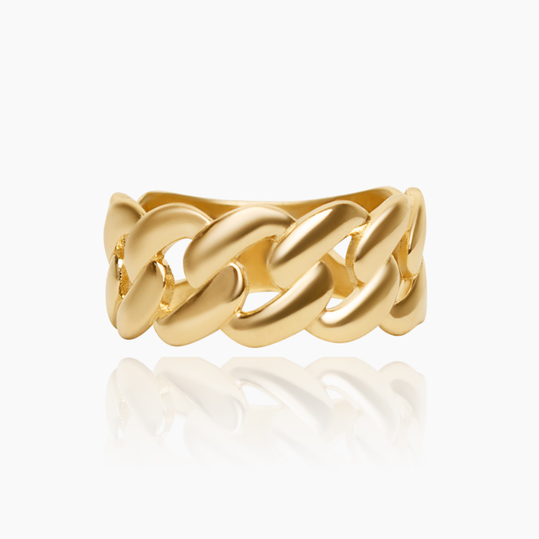14K YELLOW GOLD XL CUBAN RING -10MM