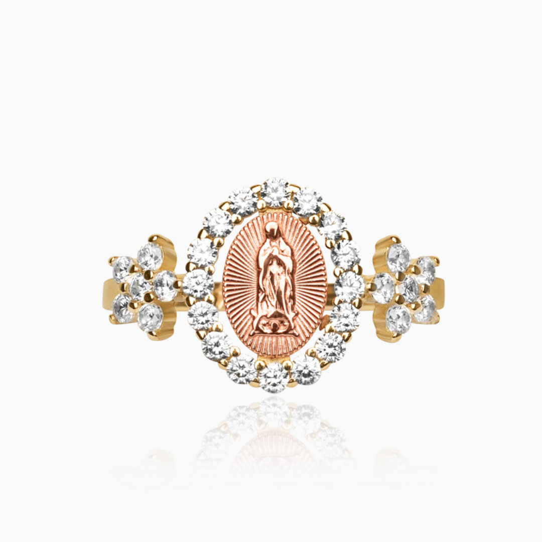 14K YELLOW GOLD VIRGIN MARY VEIL RING