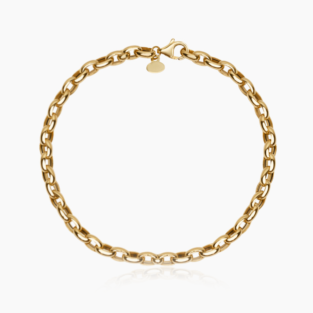 10K YELLOW GOLD ROLO BRACELET- 4MM