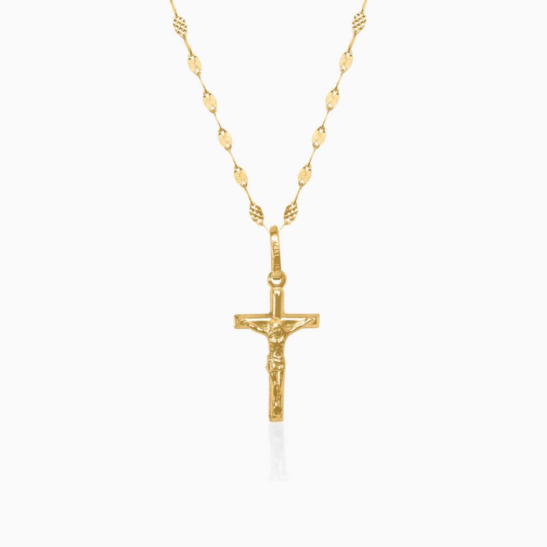 14K YELLOW GOLD DINAH CROSS NECKLACE