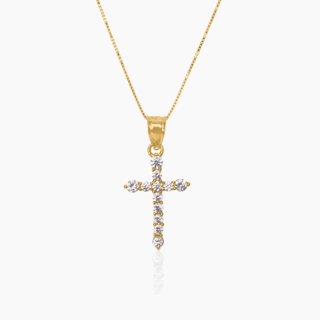 14K YELLOW GOLD LUKE CROSS NECKLACE