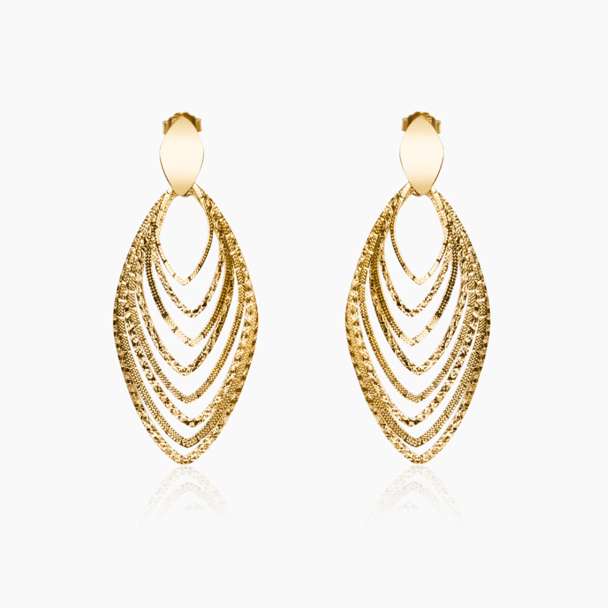 14K YELLOW GOLD QUAD CASCADE DROP EARRINGS