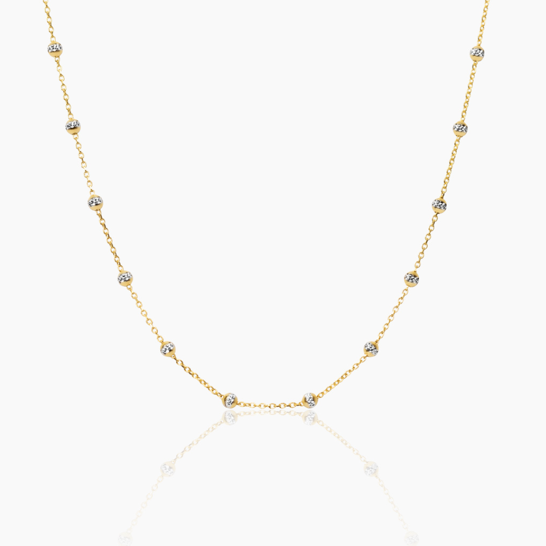 14K YELLOW GOLD DIAMOND CUT BEADS CHAIN