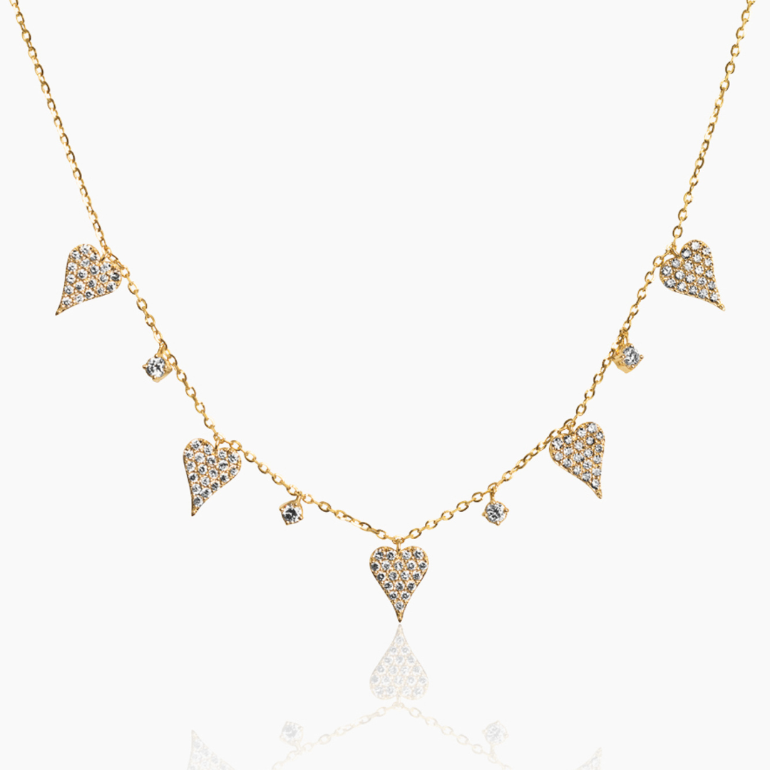14K YELLOW GOLD SHIMMERING HEARTBEAT DIAMOND NECKLACE