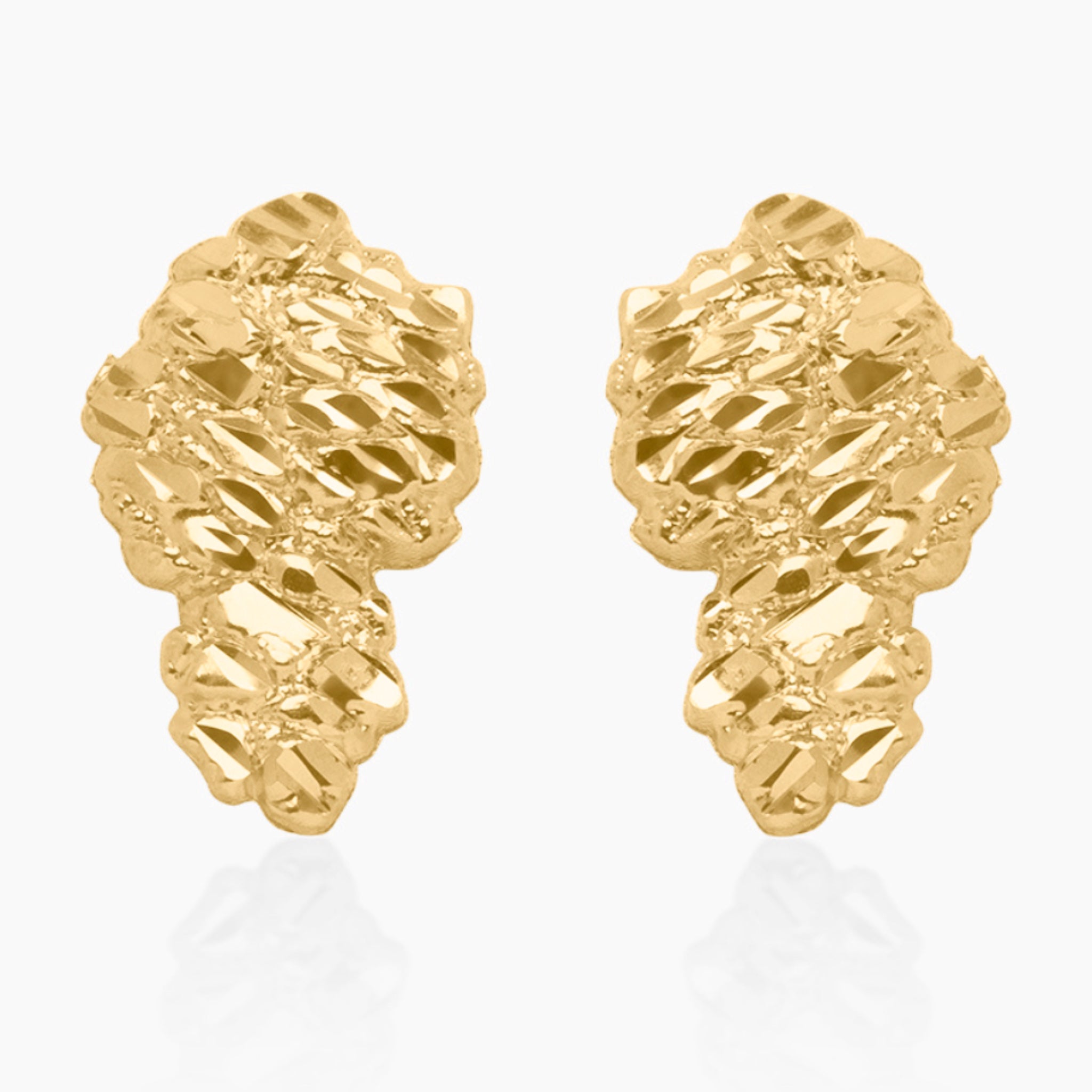 10K YELLOW GOLD CLUSTER NUGGET EARRINGS -26.5MM