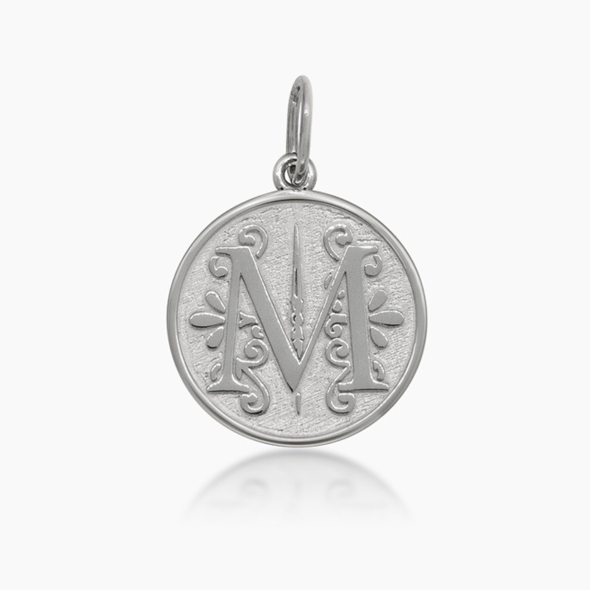 14K WHITE GOLD REGAL COIN INITIAL PENDANT