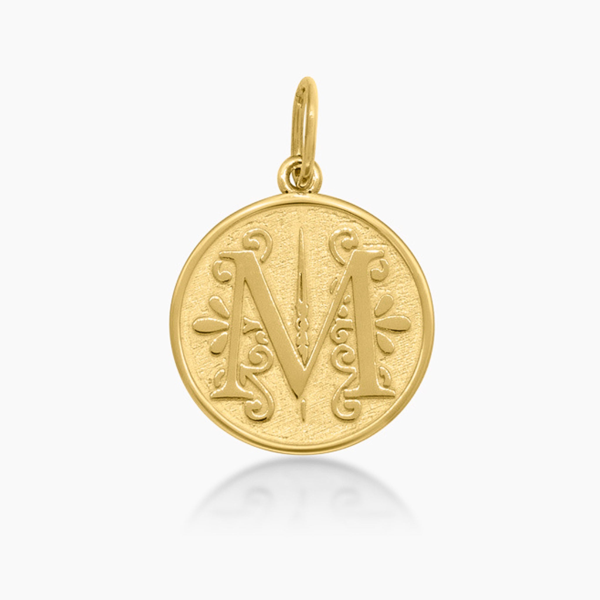 14K YELLOW GOLD REGAL COIN INITIAL PENDANT