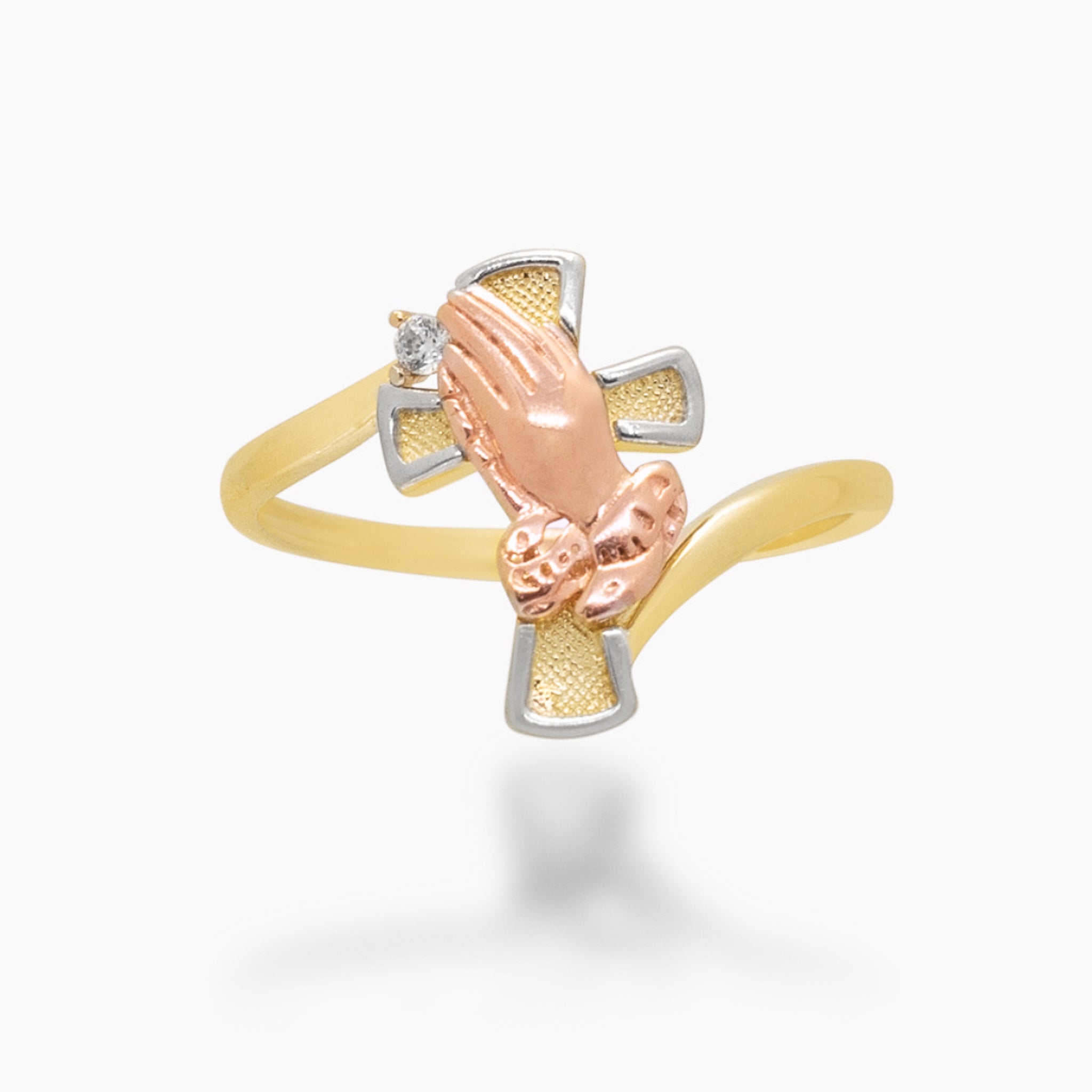 14K TRI COLOR GOLD DIVINE PRAYER RING