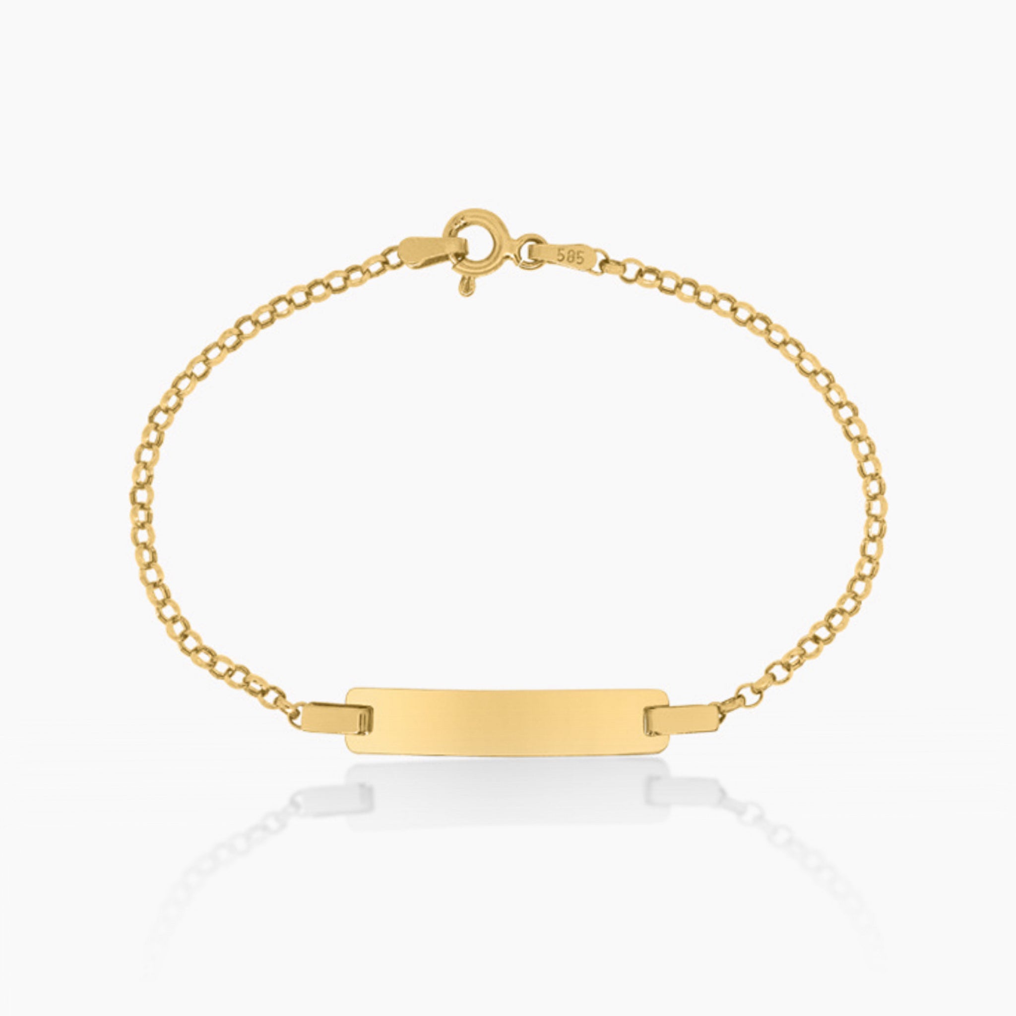 14K YELLOW GOLD ROLO ID BRACELET