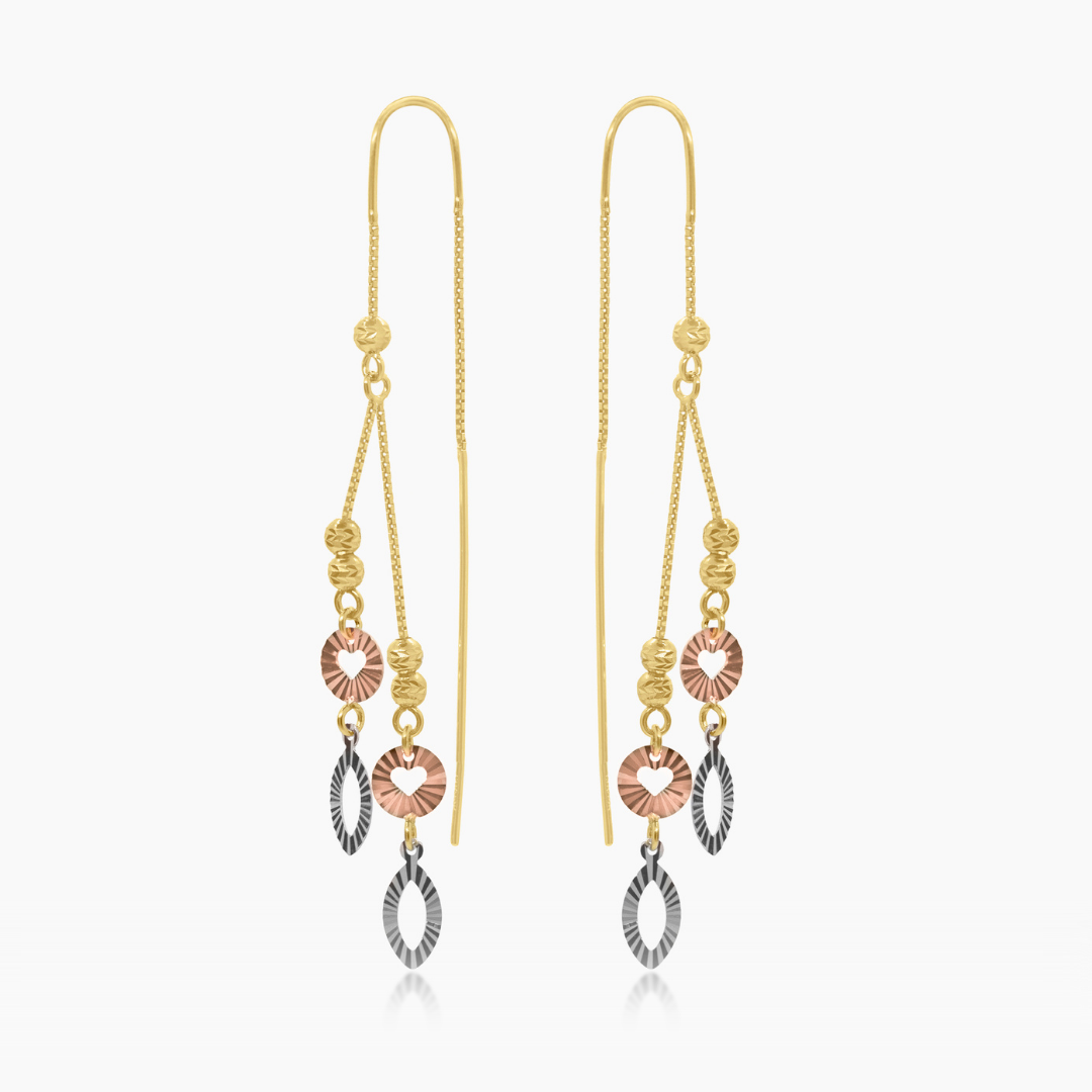 14K YELLOW GOLD LOVE RUSH THREADER EARRINGS