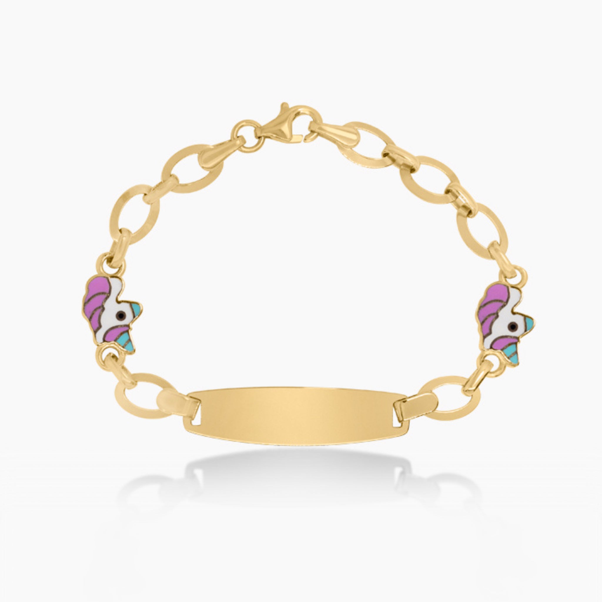 14K YELLOW GOLD UNICORN ID BRACELET