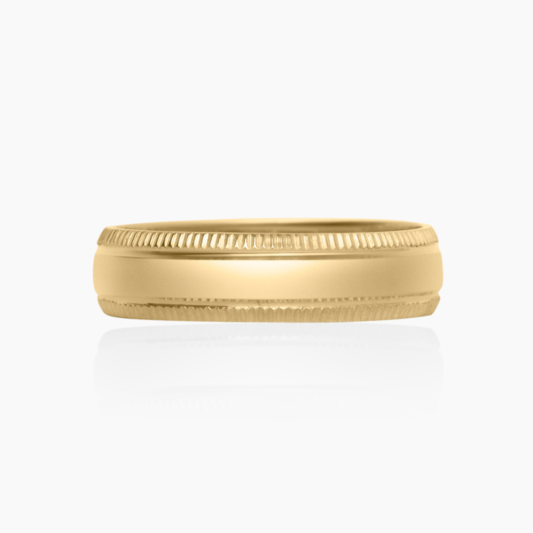 14K YELLOW GOLD MILGRAIN EDGE BAND -4.5MM