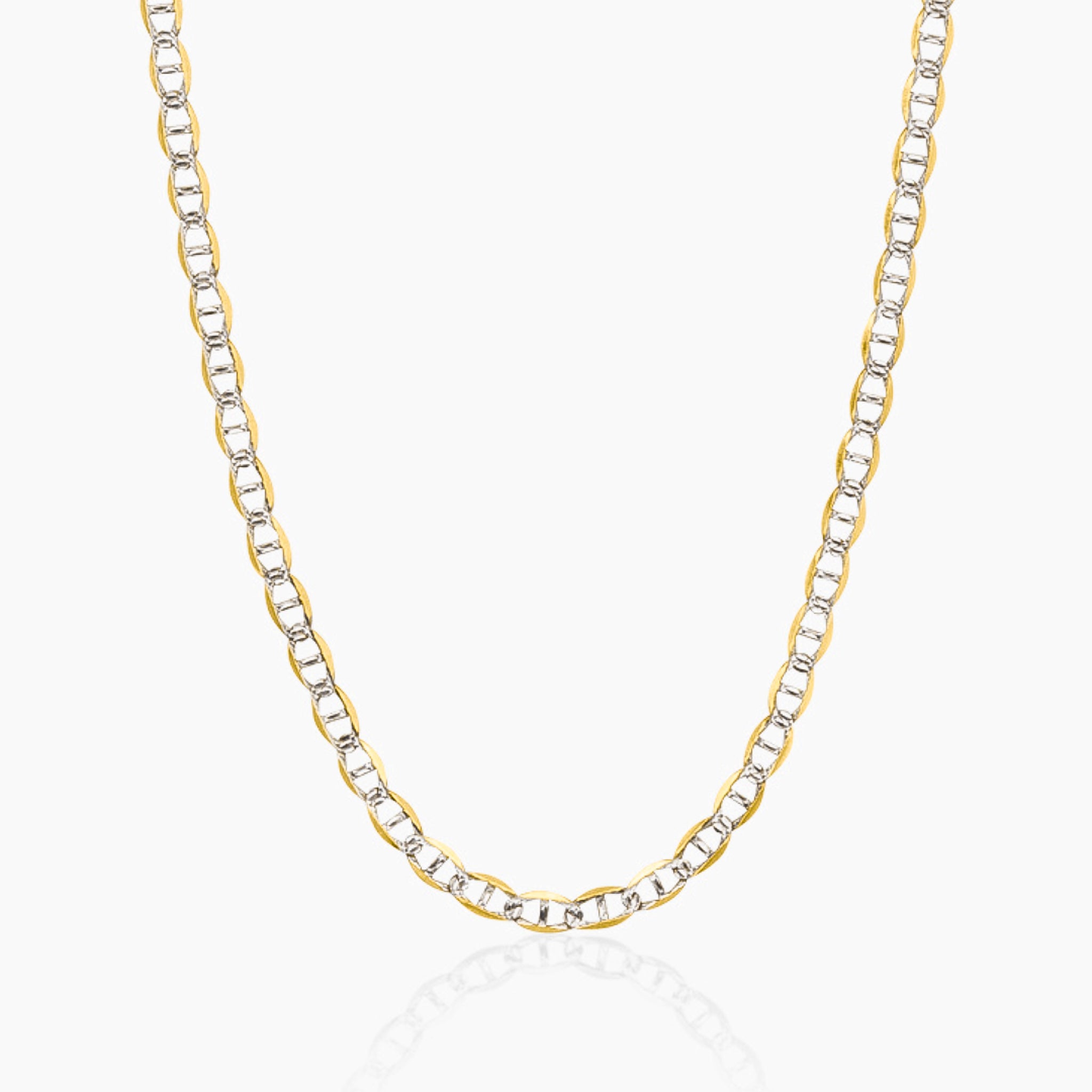 14K YELLOW GOLD TWO TONED MARINER CHAIN -2MM
