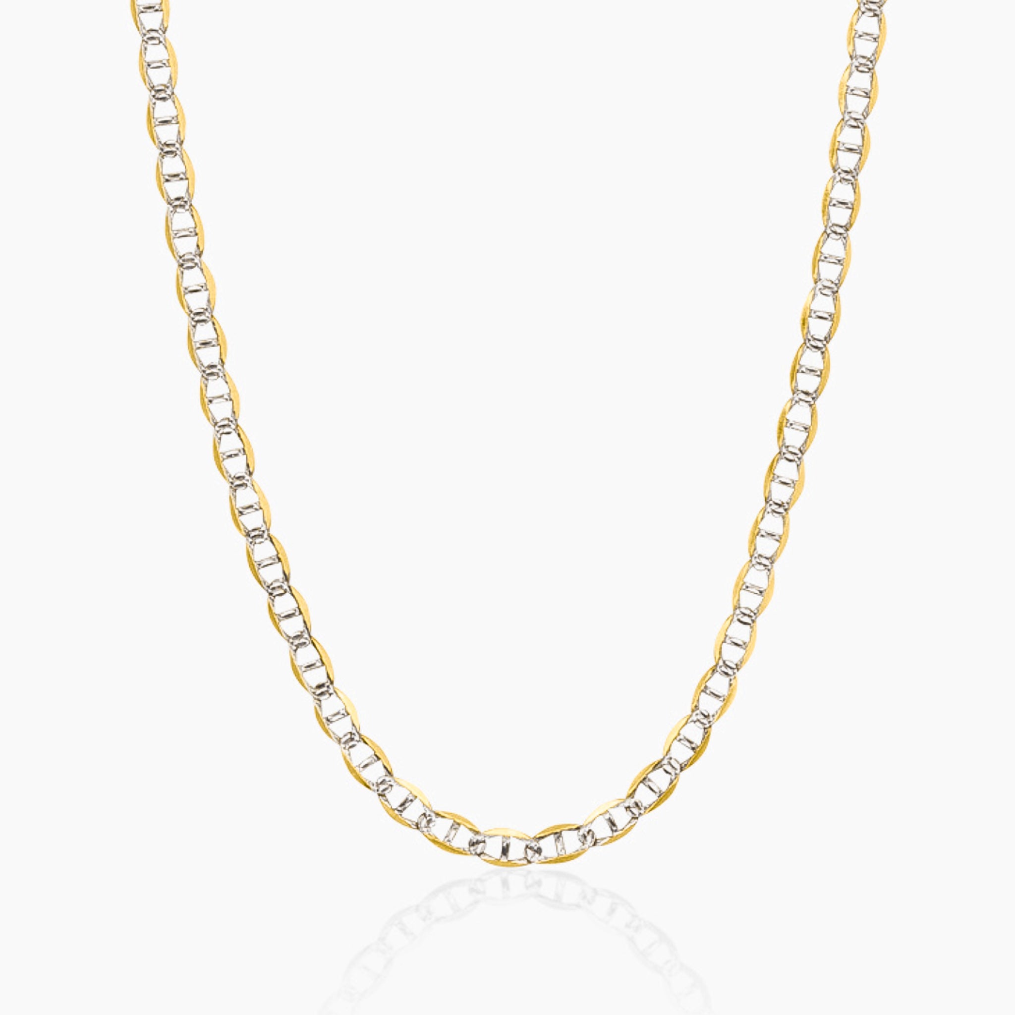 14K YELLOW GOLD TWO TONED MARINER CHAIN -2MM