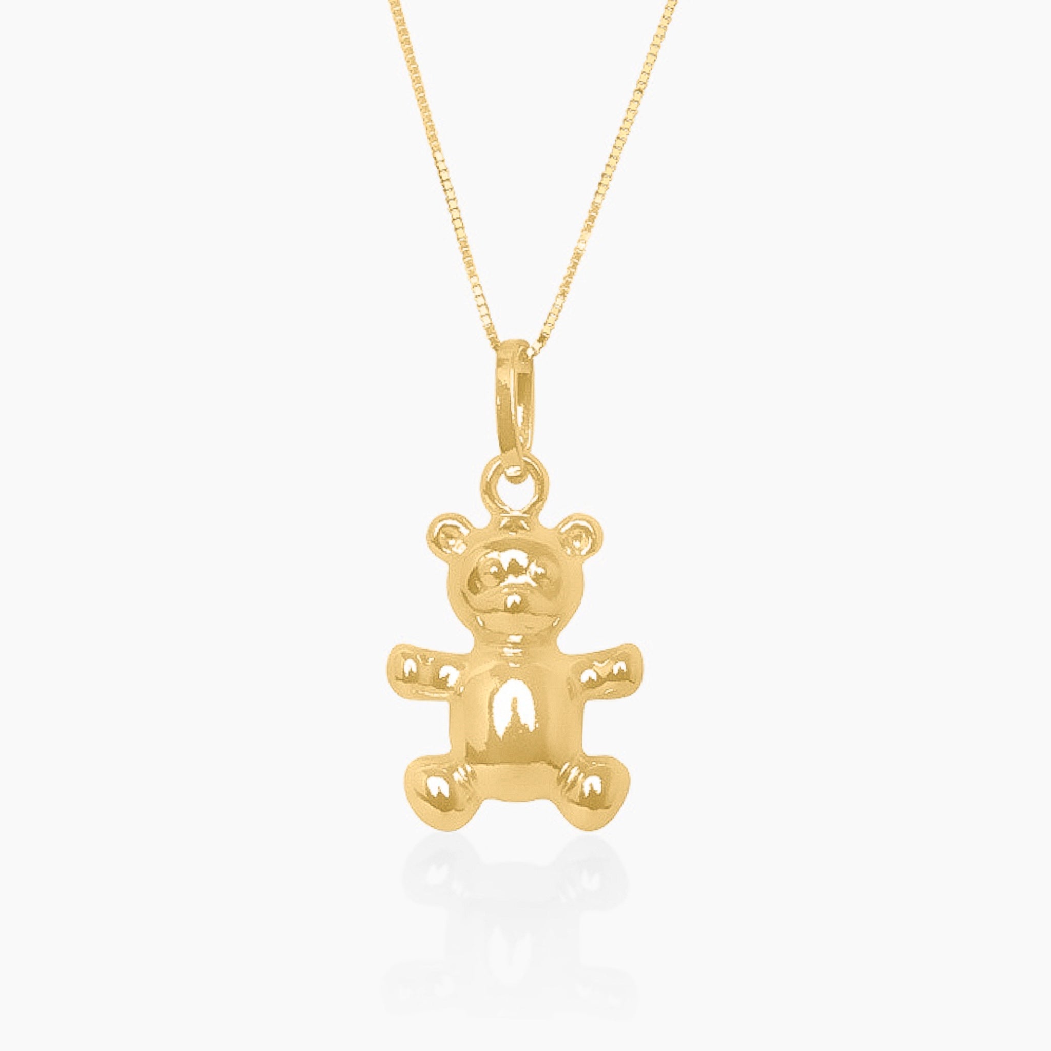 14K YELLOW GOLD BUBBLE TEDDY BEAR NECKLACE