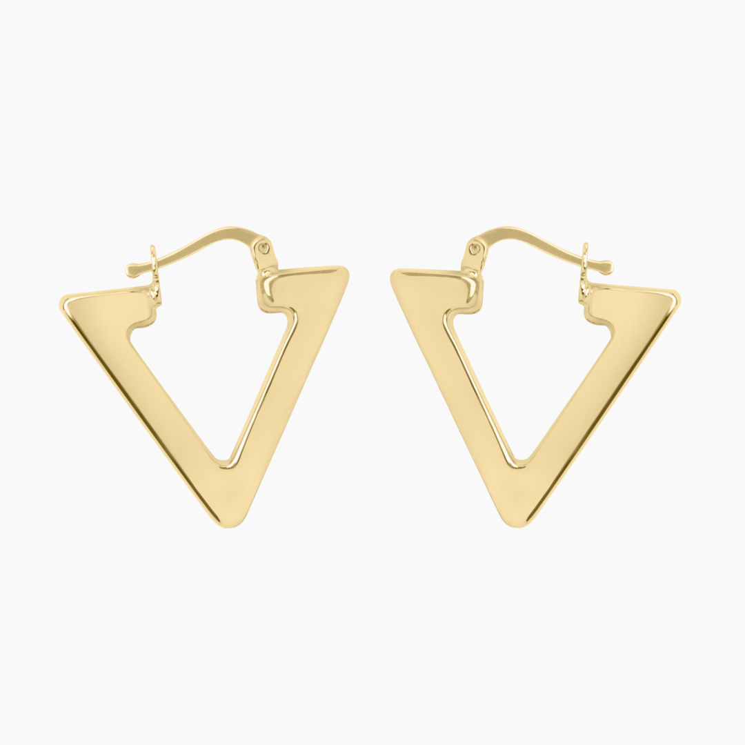 14K YELLOW GOLD HIGH POLISH TRIANGLE HOOPS