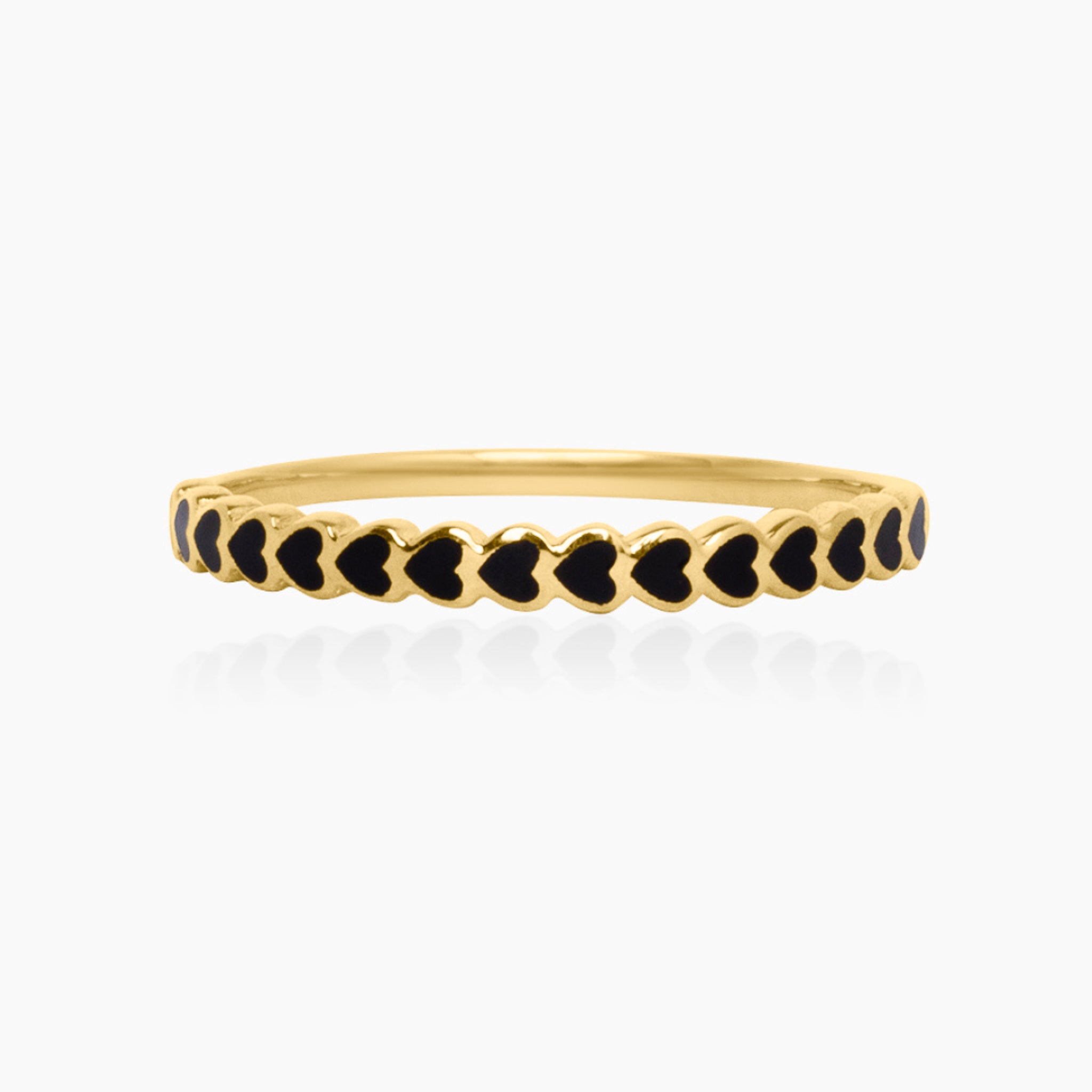 14K YELLOW GOLD HEART CHEVRON RING