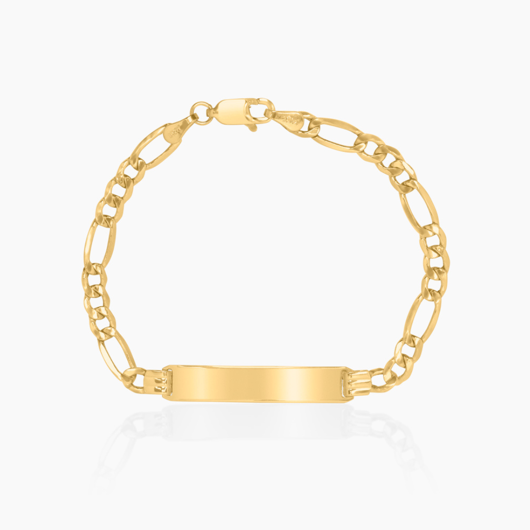 14K YELLOW GOLD FIGARO BRACELET -4MM