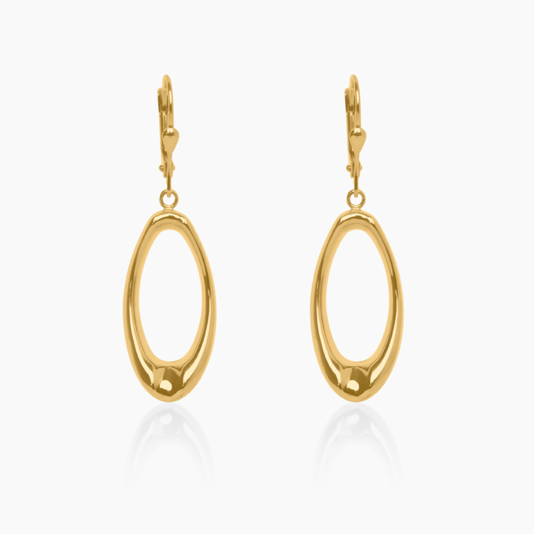 14K YELLOW GOLD OLIVIA OVAL DROP EARRINGS