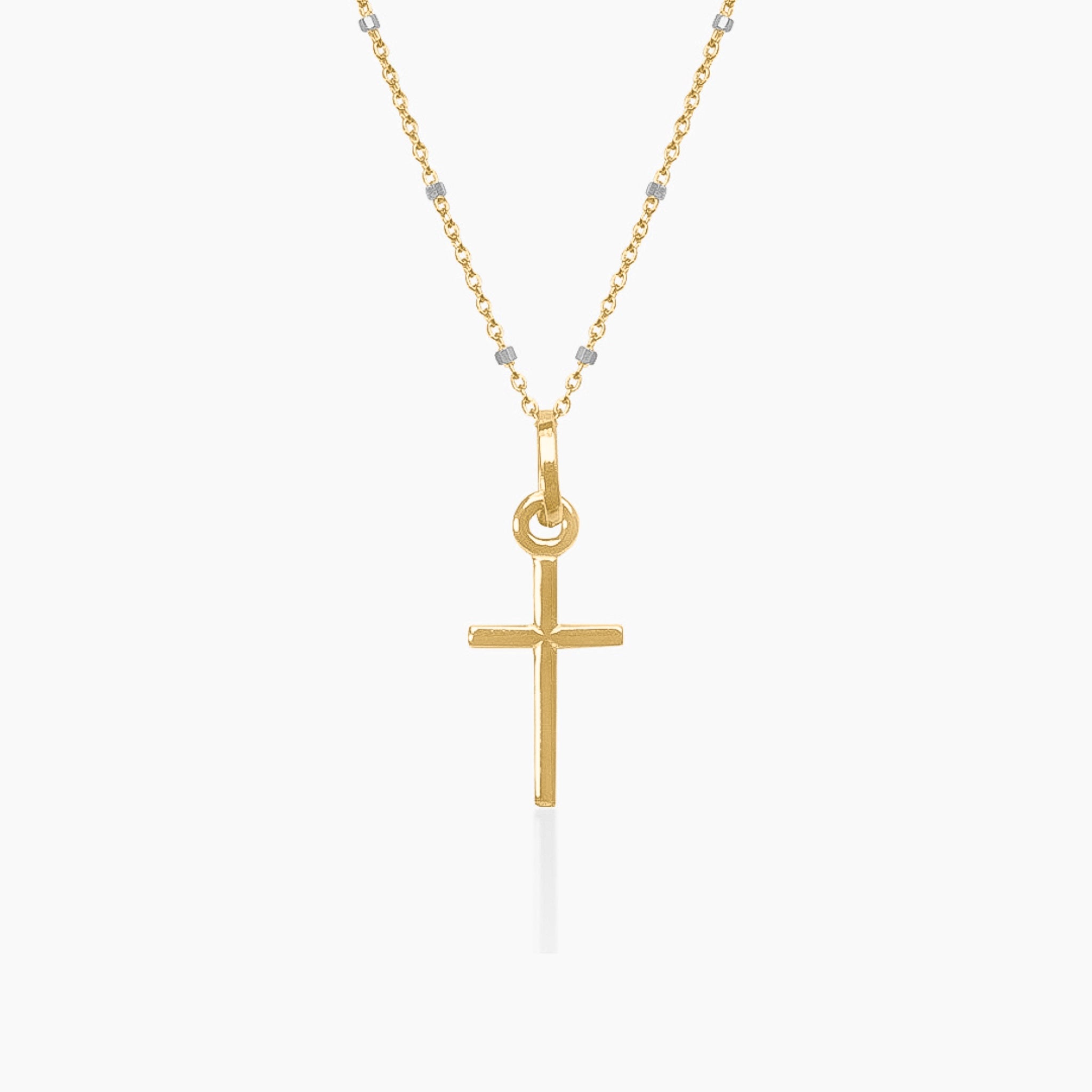 14K YELLOW GOLD PHOEBE CROSS NECKLACE