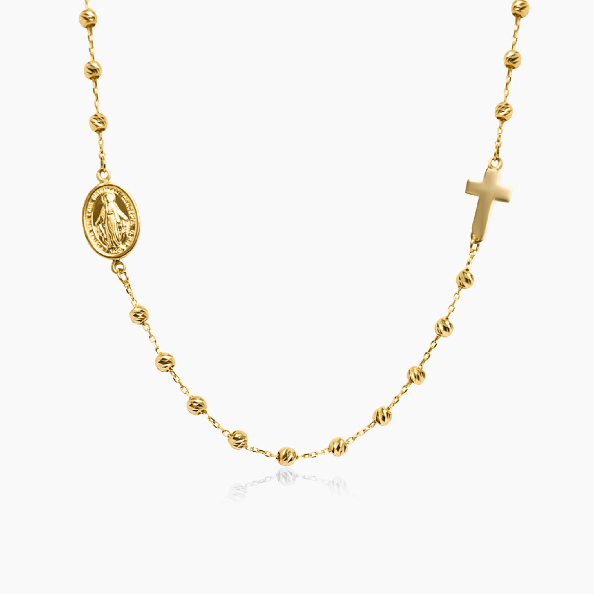 14K YELLOW GOLD HEAVENLY BEADS ROSARY CHAIN