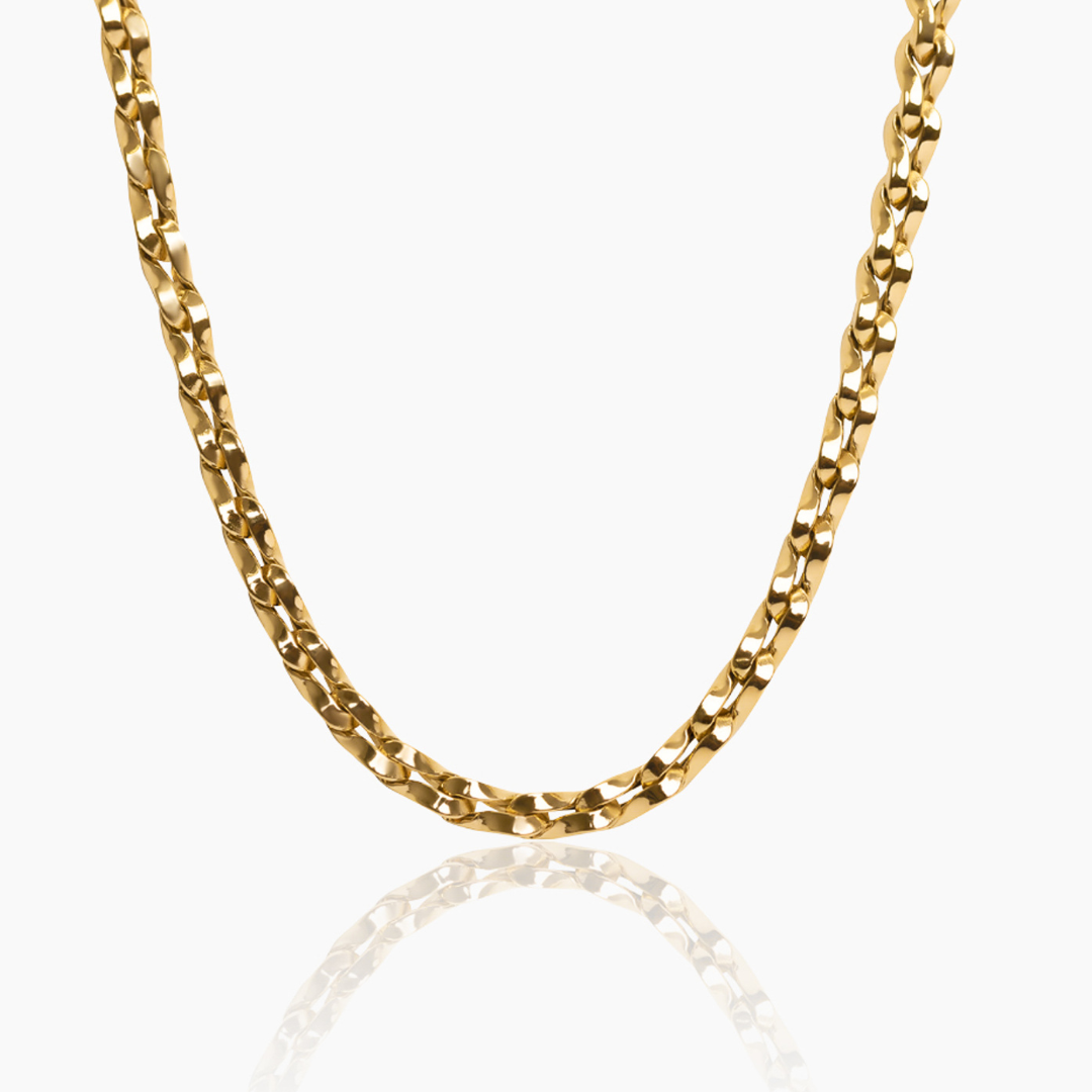 14K YELLOW GOLD GROOVED STATEMENT CHAIN