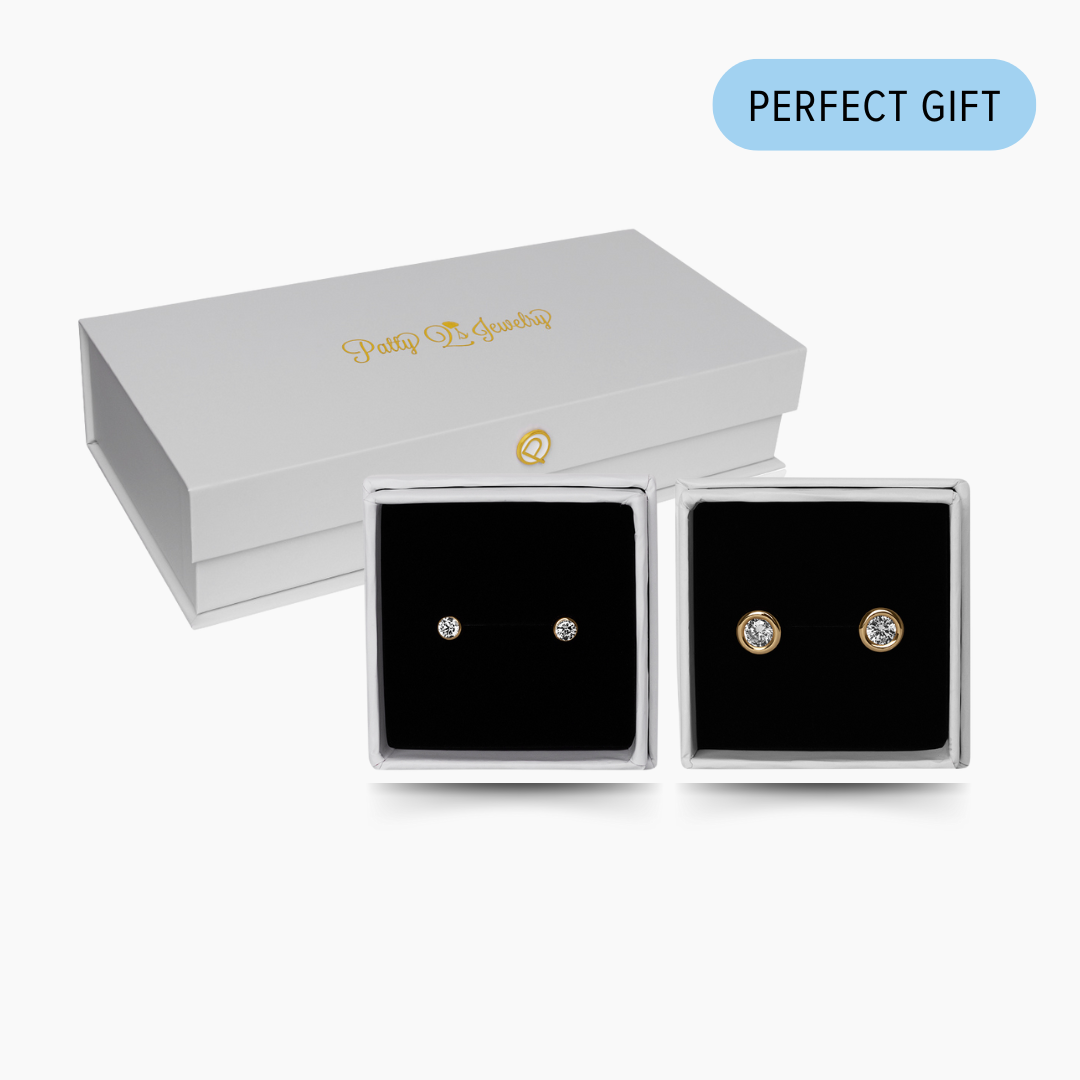 THE BEZEL CZ STUD EARRING SET