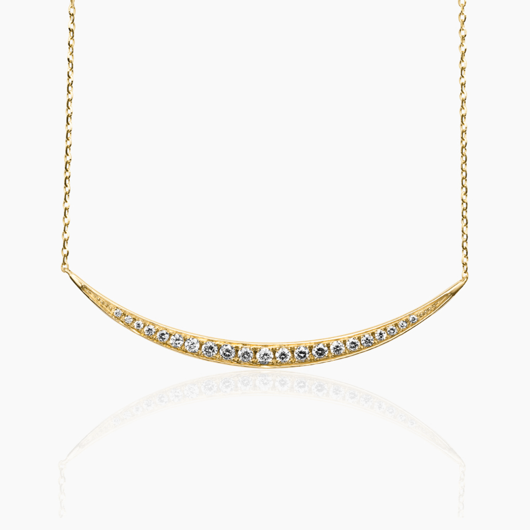 14K YELLOW GOLD DIAMOND CURVE NECKLACE