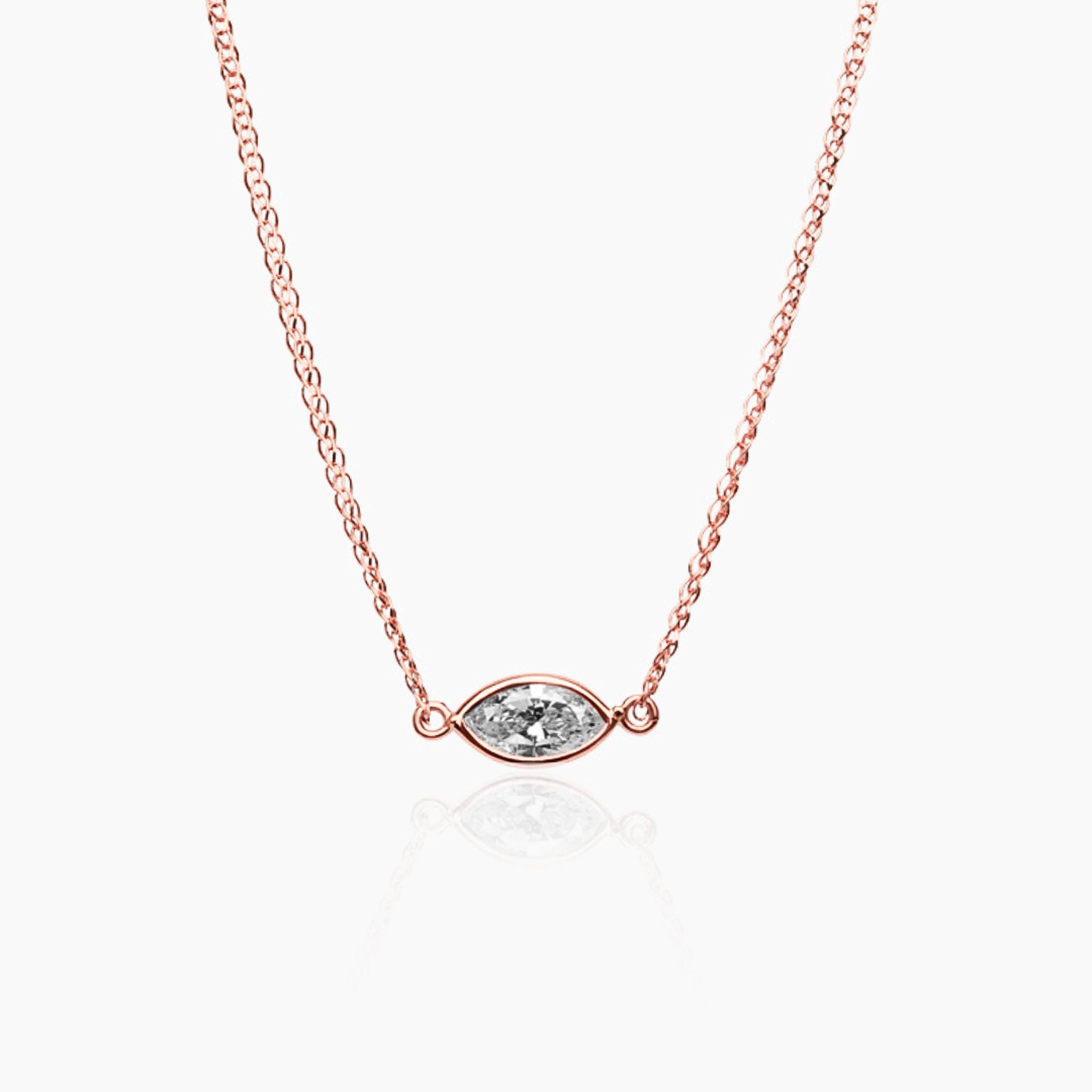14K ROSE GOLD MARQUISE DIAMOND BEZEL EYE NECKLACE