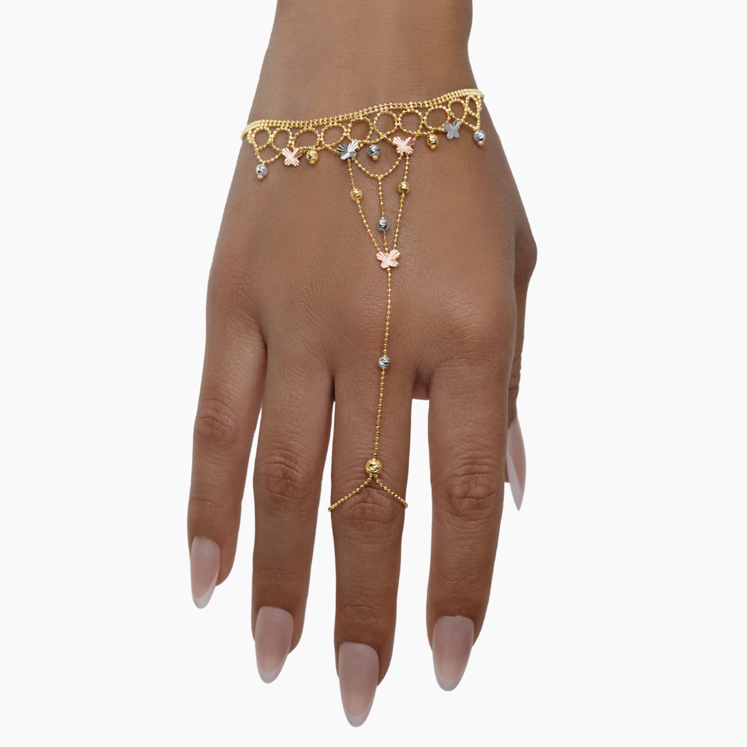 14K YELLOW GOLD MARIPOSA ROYALE HAND CHAIN
