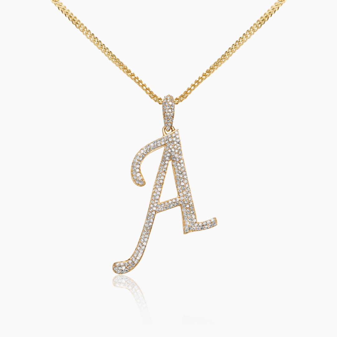 14K YELLOW GOLD DIAMOND INITIAL NECKLACE