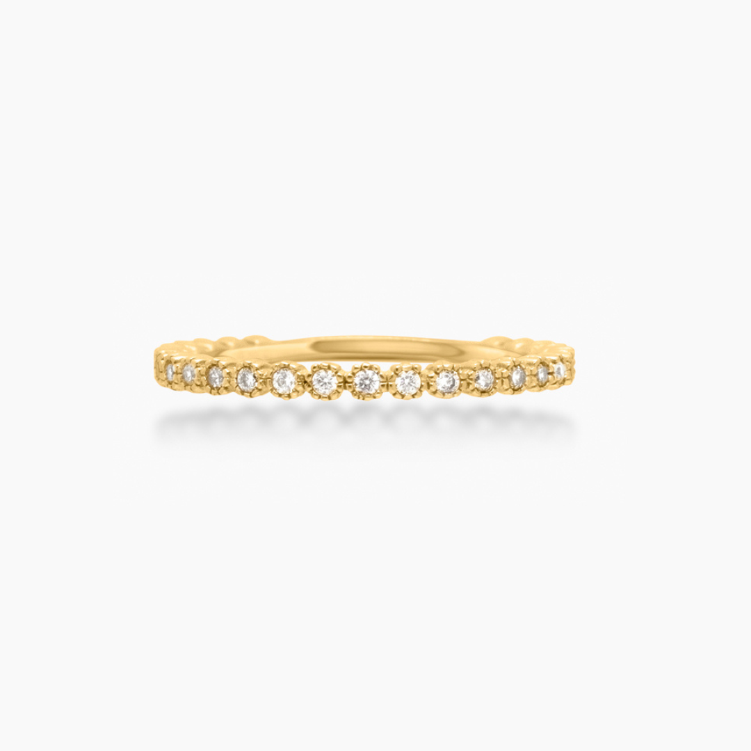 14K YELLOW GOLD FLOWER SET CZ BAND RING