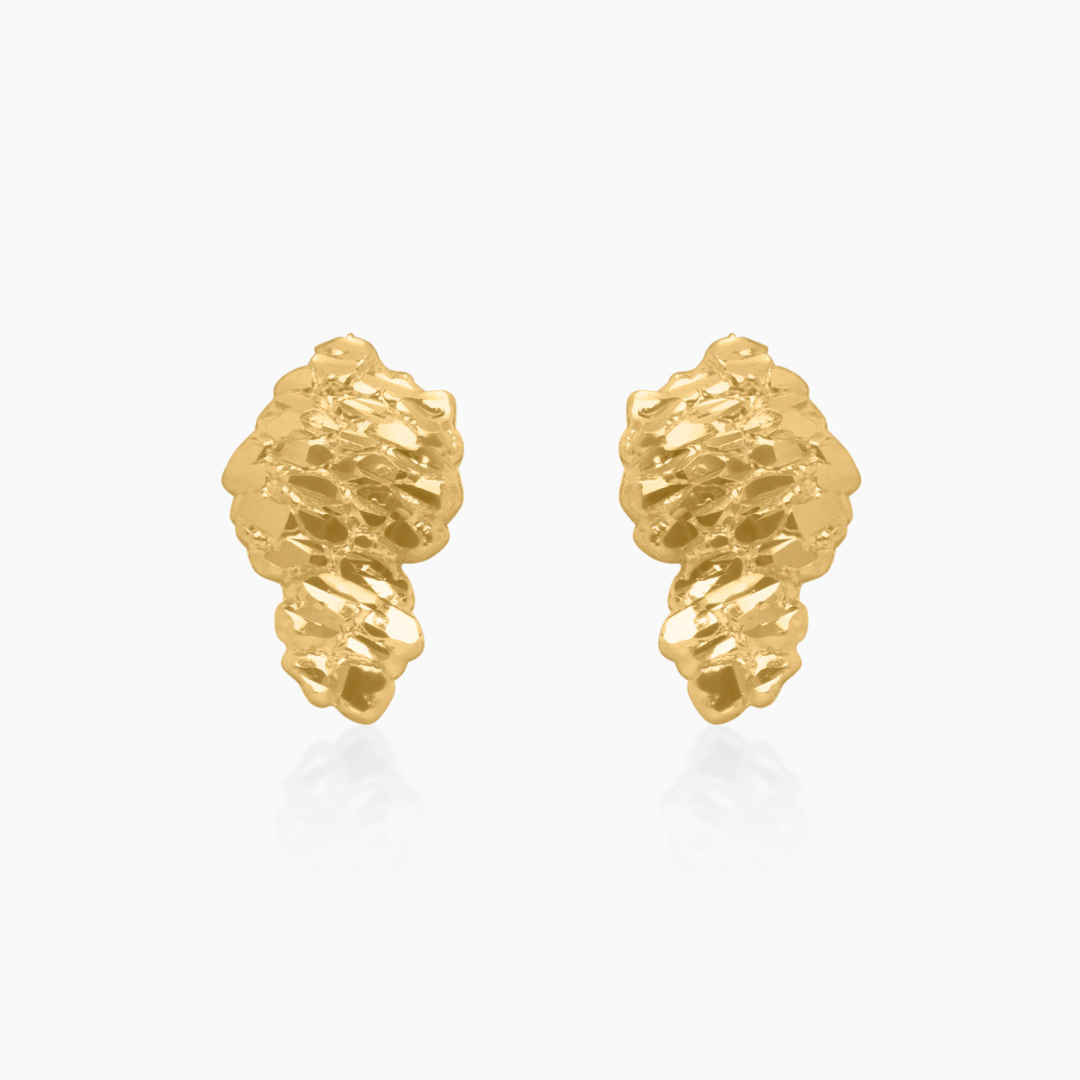 10K YELLOW GOLD CLUSTER NUGGET EARRINGS -16MM