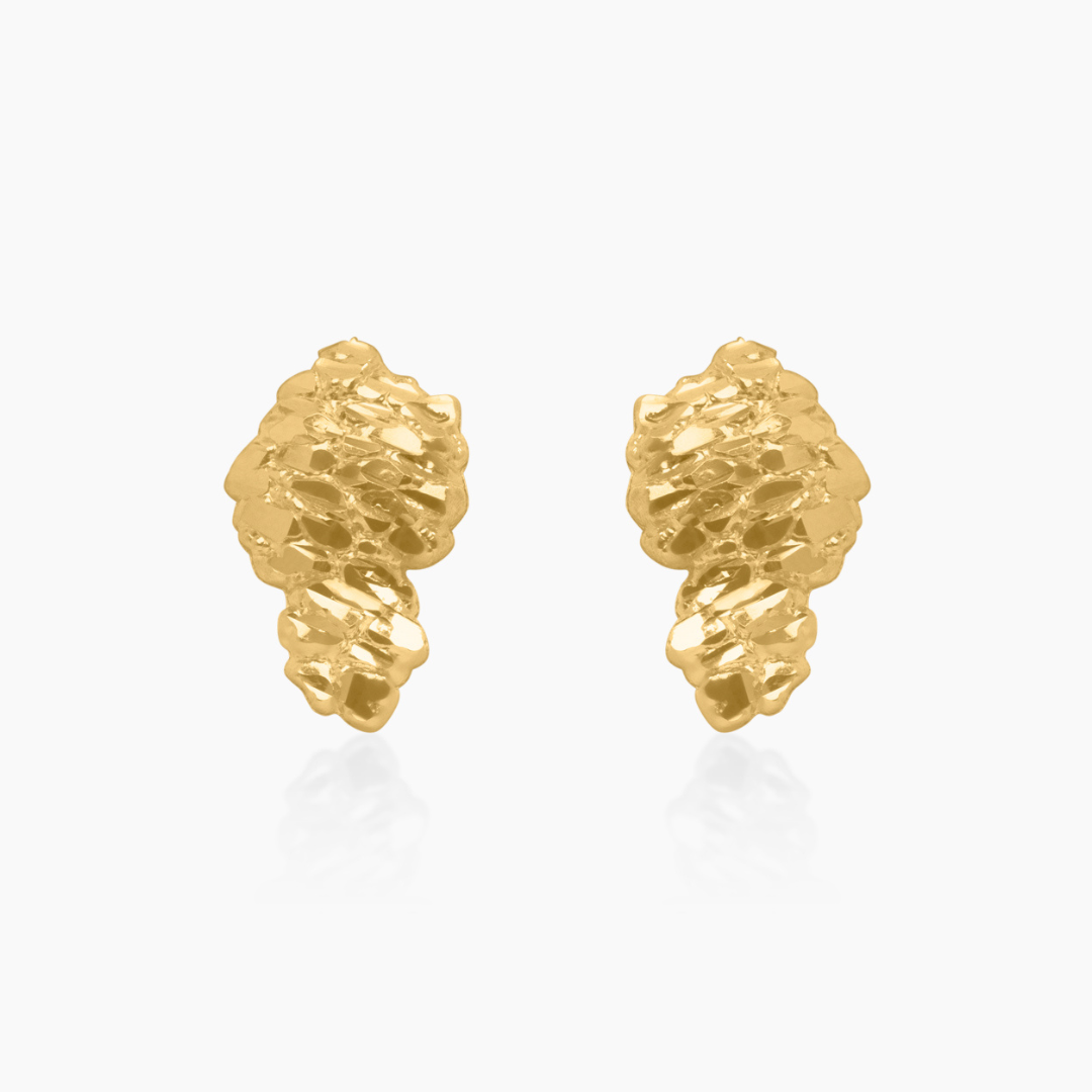 10K YELLOW GOLD CLUSTER NUGGET EARRINGS -17MM