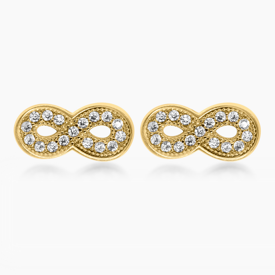 14K YELLOW GOLD PAVE INFINITI STUDS